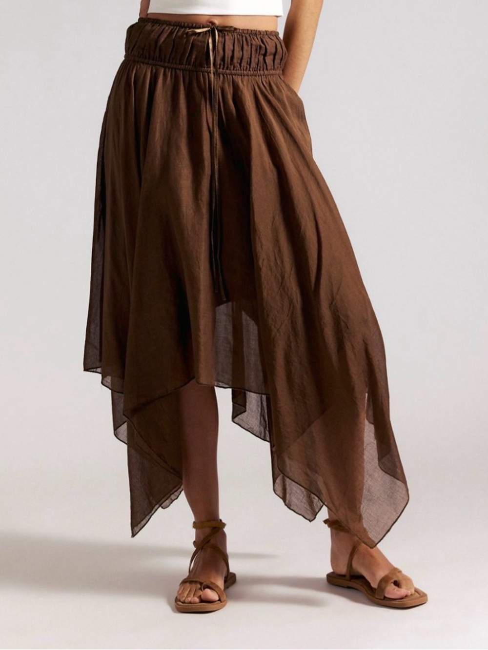 Free People One Kaia Asymmetrical Brown Skirt